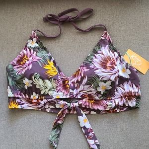 Purple Floral Bikini Top